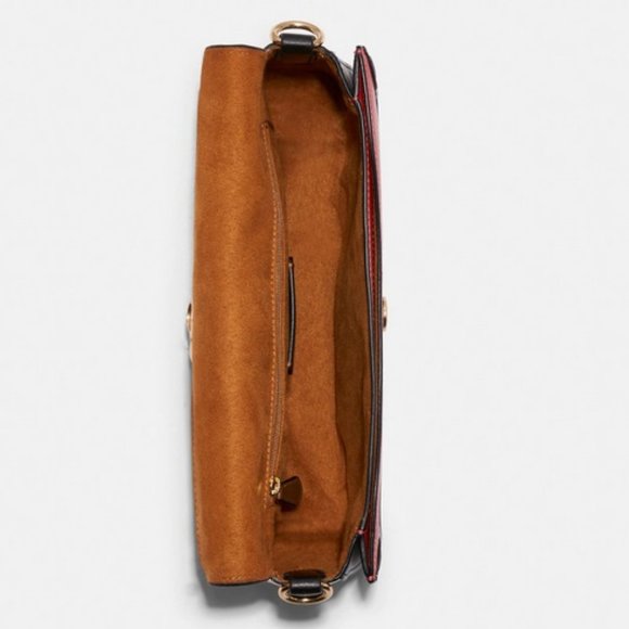 COACH Georgie Shoulder Bag In Colorblock Color: Gold/Bright Poppy Multi - Picture 4 of 4